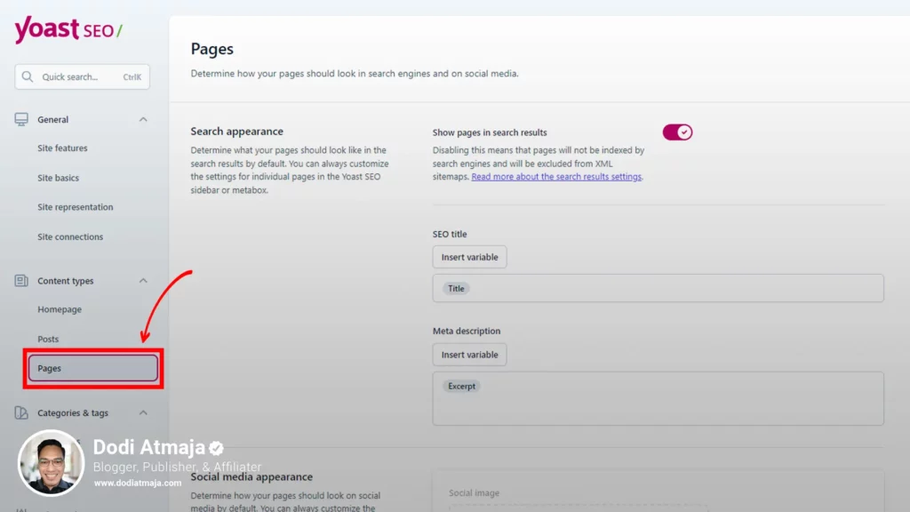 Setting pages Yoast
